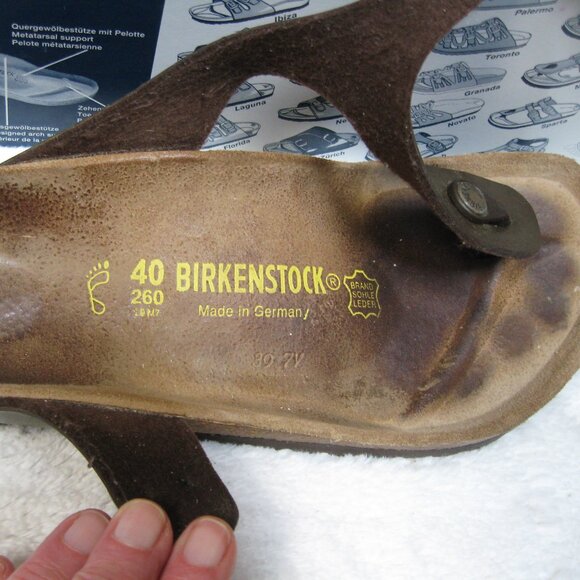Birkenstock GIZEH Gold-Brown Birko Flor 40 R US W 9 M 7 USED - Picture 7 of 11